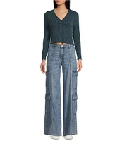 Moa Moa Long Sleeves V-Neck Urban Rib Top