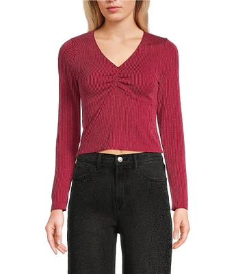 Moa Moa Long Sleeves V-Neck Urban Rib Top