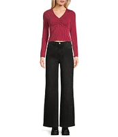 Moa Moa Long Sleeves V-Neck Urban Rib Top