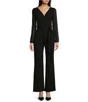 Moa Moa Mesh Long Sleeve Wide Leg Jumpsuit