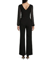 Moa Moa Mesh Long Sleeve Wide Leg Jumpsuit