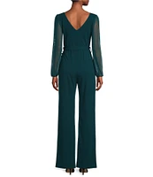 Moa Moa Mesh Long Sleeve Wide Leg Jumpsuit