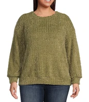 Moa Moa Plus Long Sleeve Chenille Mohair Sweater