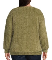 Moa Moa Plus Long Sleeve Chenille Mohair Sweater