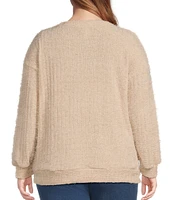 Moa Moa Plus Long Sleeve Chenille Mohair Sweater