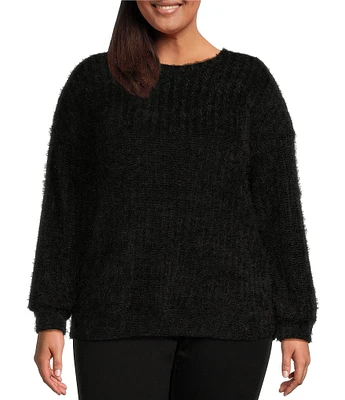 Moa Moa Plus Long Sleeve Chenille Mohair Sweater