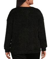 Moa Moa Plus Long Sleeve Chenille Mohair Sweater