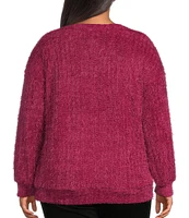 Moa Moa Plus Long Sleeve Chenille Mohair Sweater