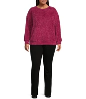 Moa Moa Plus Long Sleeve Chenille Mohair Sweater