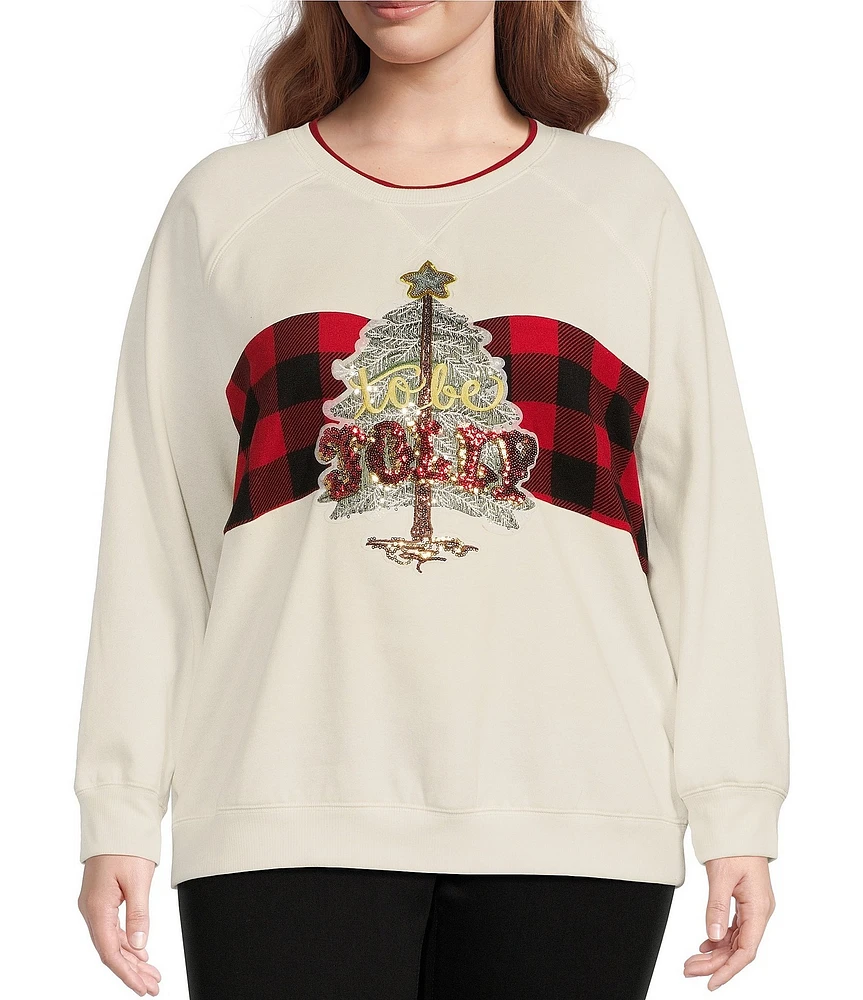 Moa Moa Plus Long Sleeve Christmas Tree French Terry Top