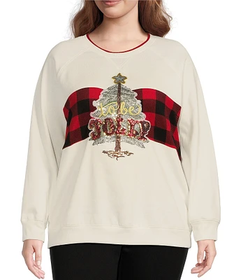 Moa Moa Plus Long Sleeve Christmas Tree French Terry Top