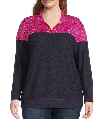 Moa Moa Plus Long Sleeve Color Block Sweater