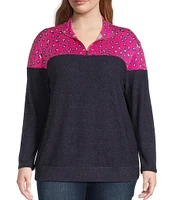 Moa Moa Plus Long Sleeve Color Block Sweater