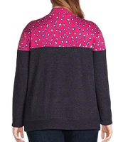 Moa Moa Plus Long Sleeve Color Block Sweater