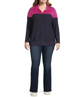 Moa Moa Plus Long Sleeve Color Block Sweater