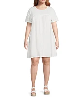 Moa Moa Plus Shirred Short Sleeve Dress