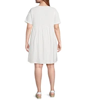 Moa Moa Plus Shirred Short Sleeve Dress