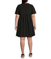 Moa Moa Plus Shirred Short Sleeve Dress