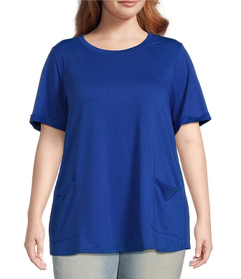 Moa Moa Plus Short Sleeve Pocket Tunic Top