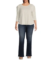 Moa Moa Plus Size 3/4 Sleeve Printed Top