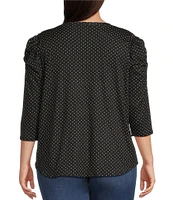 Moa Moa Plus Size 3/4 Sleeve Dot Print Top