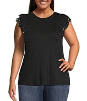 Moa Moa Plus Size Flutter Sleeve Top