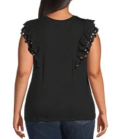 Moa Moa Plus Size Flutter Sleeve Top