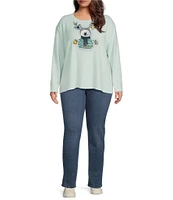 Moa Moa Plus Size Long Sleeve Christmas Snowman Sweater