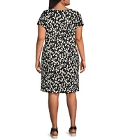Moa Moa Plus Size V-Neck Short Sleeve Striped T-Shirt Dress