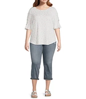 Moa Moa Plus Size Printed Ruffle Sleeve Top