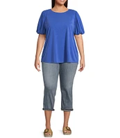 Moa Moa Plus Size Puffed-Sleeve Solid Top