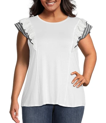 Moa Moa Plus Size Ruffle Sleeve Top