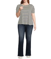 Moa Moa Plus Size Striped Short Sleeve Top