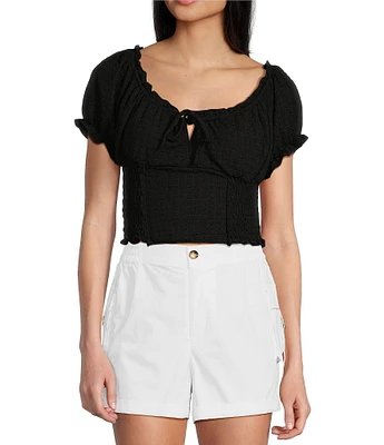 Moa Moa Puff Short Sleeve Smock Tie Top