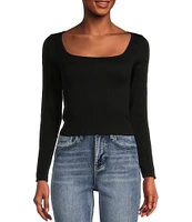 Moa Moa Seamless Ribbed Round Neck Long Sleeve Top