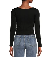 Moa Moa Seamless Ribbed Round Neck Long Sleeve Top