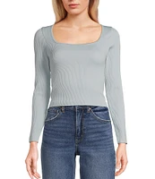 Moa Moa Seamless Ribbed Round Neck Long Sleeve Top