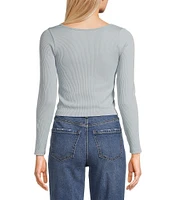 Moa Moa Seamless Ribbed Round Neck Long Sleeve Top