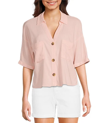 Moa Moa Short Sleeve 3-Button-Front Camp Shirt