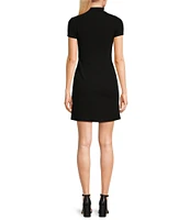 Moa Moa Short Sleeve Mock Neck Dress