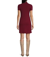 Moa Moa Short Sleeve Mock Neck Dress