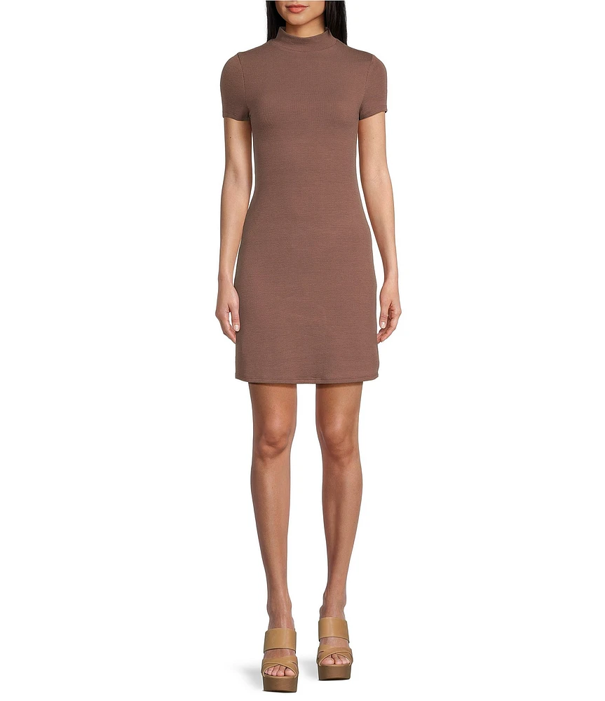 Moa Moa Short Sleeve Mock Neck Dress