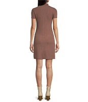 Moa Moa Short Sleeve Mock Neck Dress