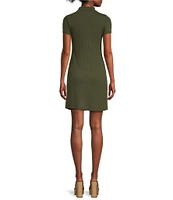 Moa Moa Short Sleeve Mock Neck Dress