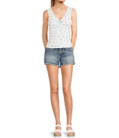 Moa Moa Sleeveless Cinched Front V-Neck Tank Top