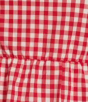 Moa Moa Sleeveless Gingham Printed Bubble-Hem Tank Top