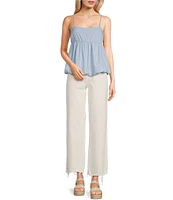 Moa Moa Sleeveless Solid Bubble-Hem Tank Top