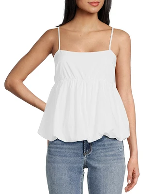 Moa Moa Sleeveless Solid Bubble-Hem Tank Top