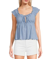 Moa Moa Sleeveless Solid Shirred Babydoll Top