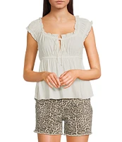 Moa Moa Sleeveless Solid Shirred Babydoll Top
